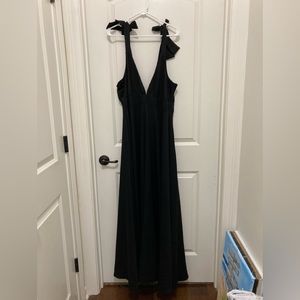 Long Black wide dress pants With Straps